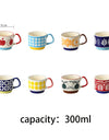 Japanese Flower Coffee Mug Set Retro Ceramic Milk Oats Mug Office Water Handgrip Cup Kitchen Party Drinkware Set 300ml