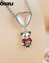 925 Sterling Silver Rainbow Crystal Lucky Clover Bead Heart Charm Bear Pendant