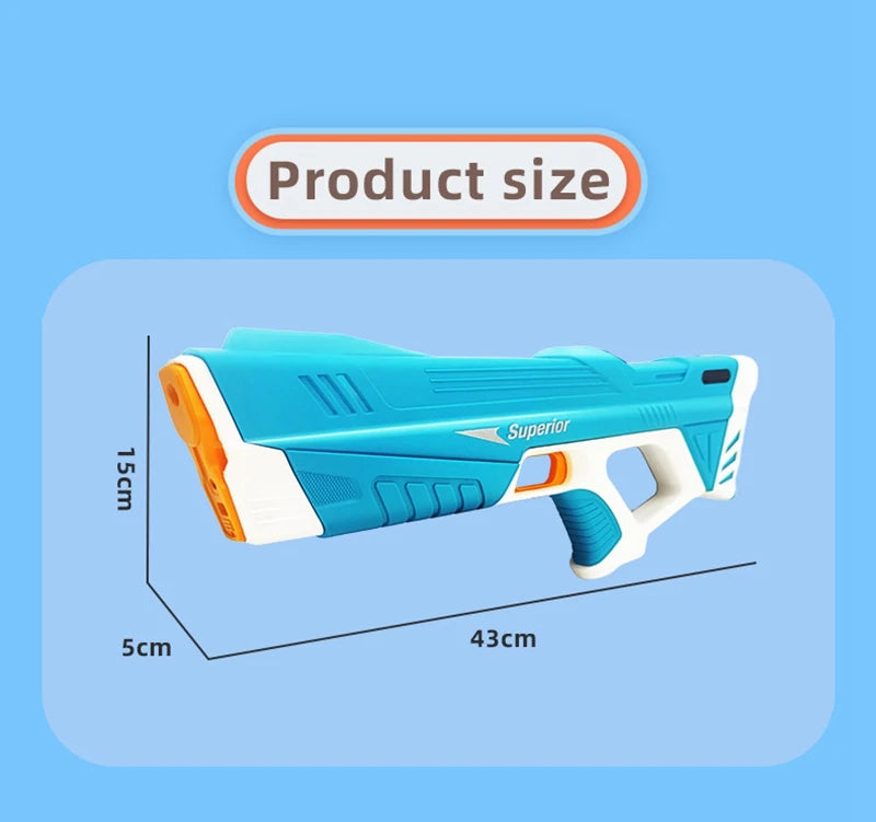Full Automatic Electric Water Gun 43cm Portable Rechargeable Water Blaster for Outdoor Activities
