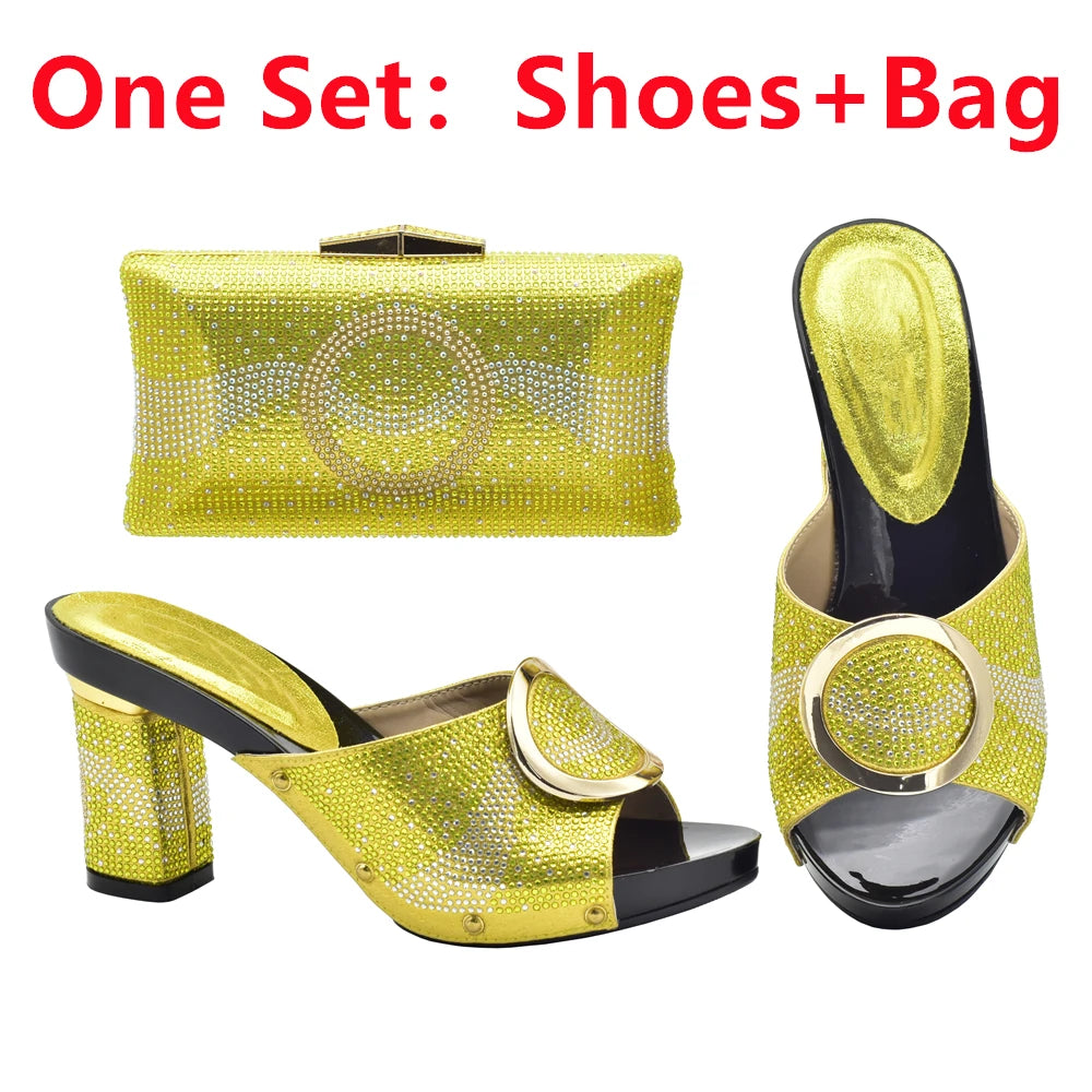African Shoes and Bag Set for Party In Women Orange Color Italian Matching Shoes and Bag Set African Wedding Shoes and Bags
