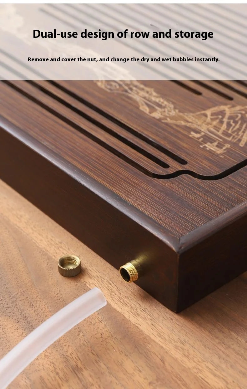 Jiangshan Tea Tray Household Small Drain Tea Table Bamboo Tea Tray Kung Fu Tea Set Accessories Tea Sea Dry Brewing Table