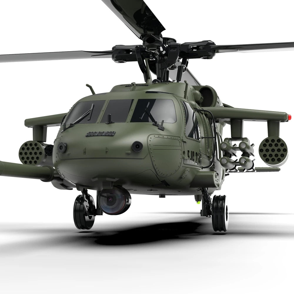 Six Channel Flybarless Remote Control Military Helicopter With Six Axis Gyroscope
