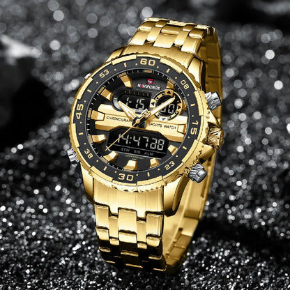 Men's Watch Luxury Waterproof Sport Chronograph Quartz Wristwatches Digital Date and Week Clock