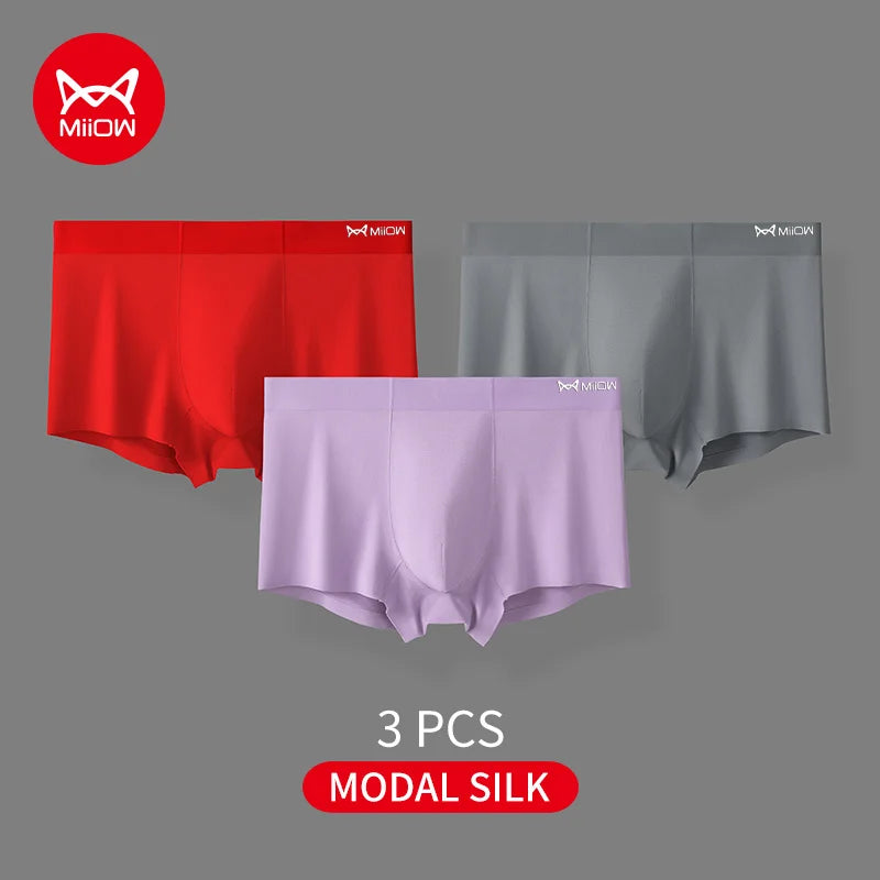 3-Pack Men’s Modal Boxer Shorts – 80 Count, Seamless Silk Crotch