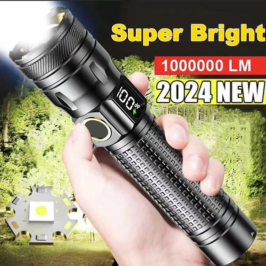 High Power Rechargeable LED Flashlight With Zoom And Power Display