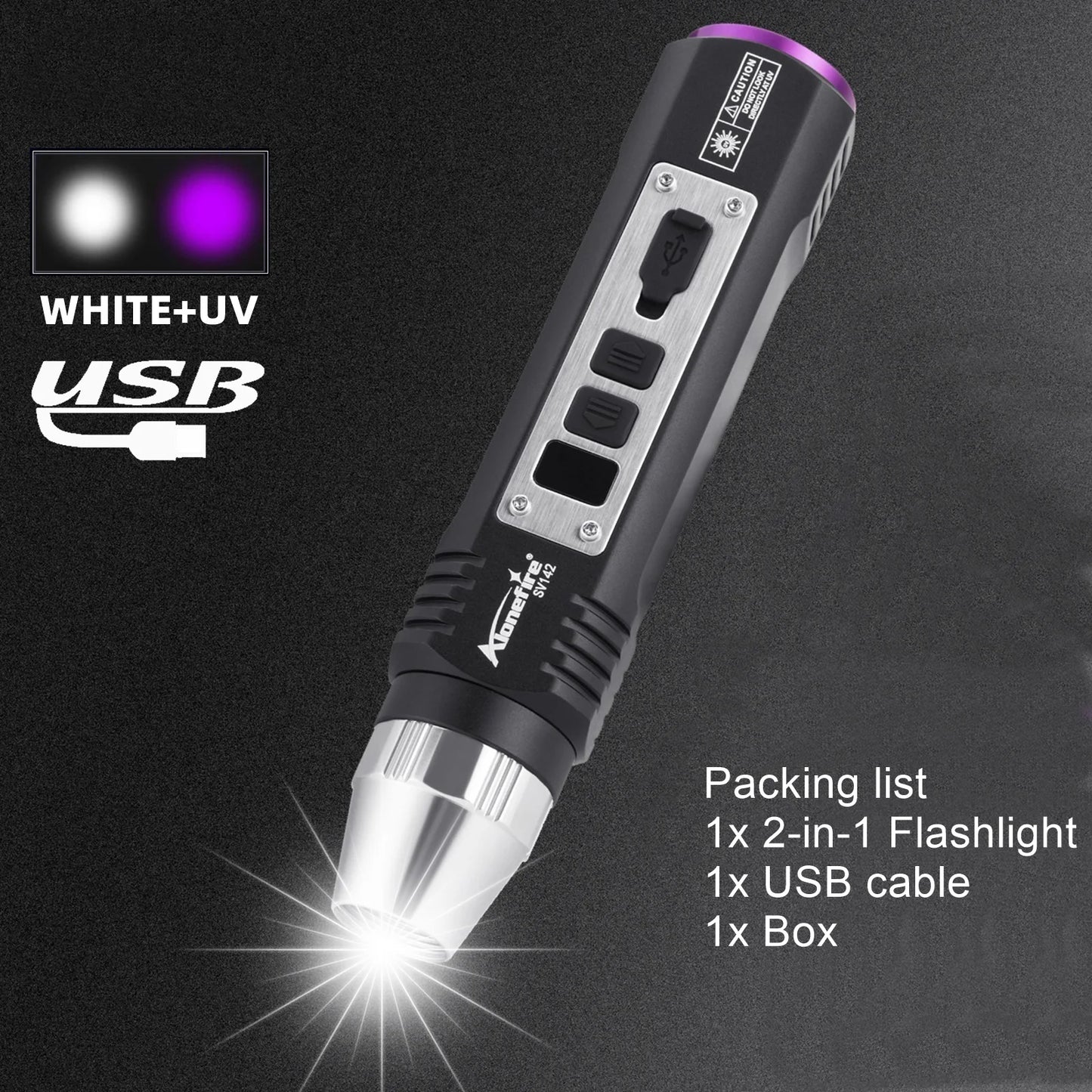 365nm UV Blacklight Rechargeable Flashlight