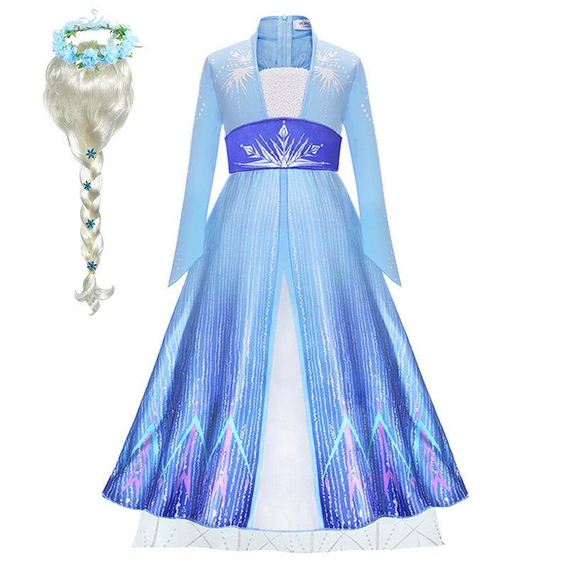 Disney Frozen Girls Dress Elsa 2  Children Christmas Party Princess Costume Kids Snow Queen Performance Elegant Dress Vestidos