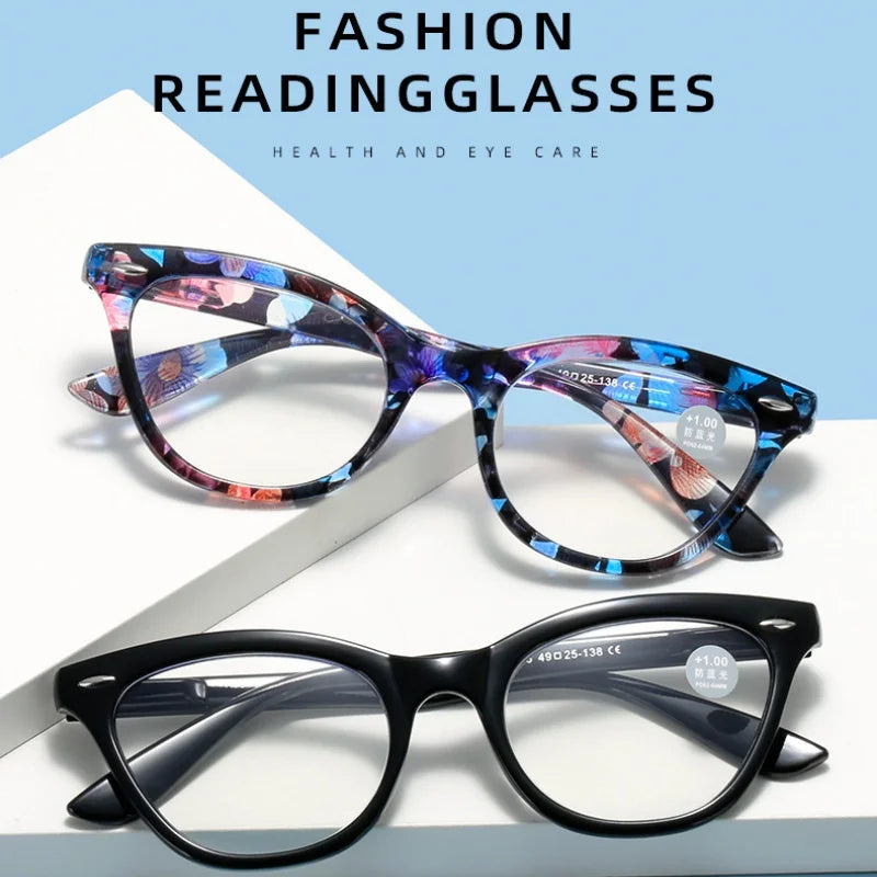 Retro Women Reading Glasses Cat Eyes Anti Blue Light Reading Eyeglasses Fashion Presbyopia Hyperopia Eyewear +1.0 +2.0 +3.0