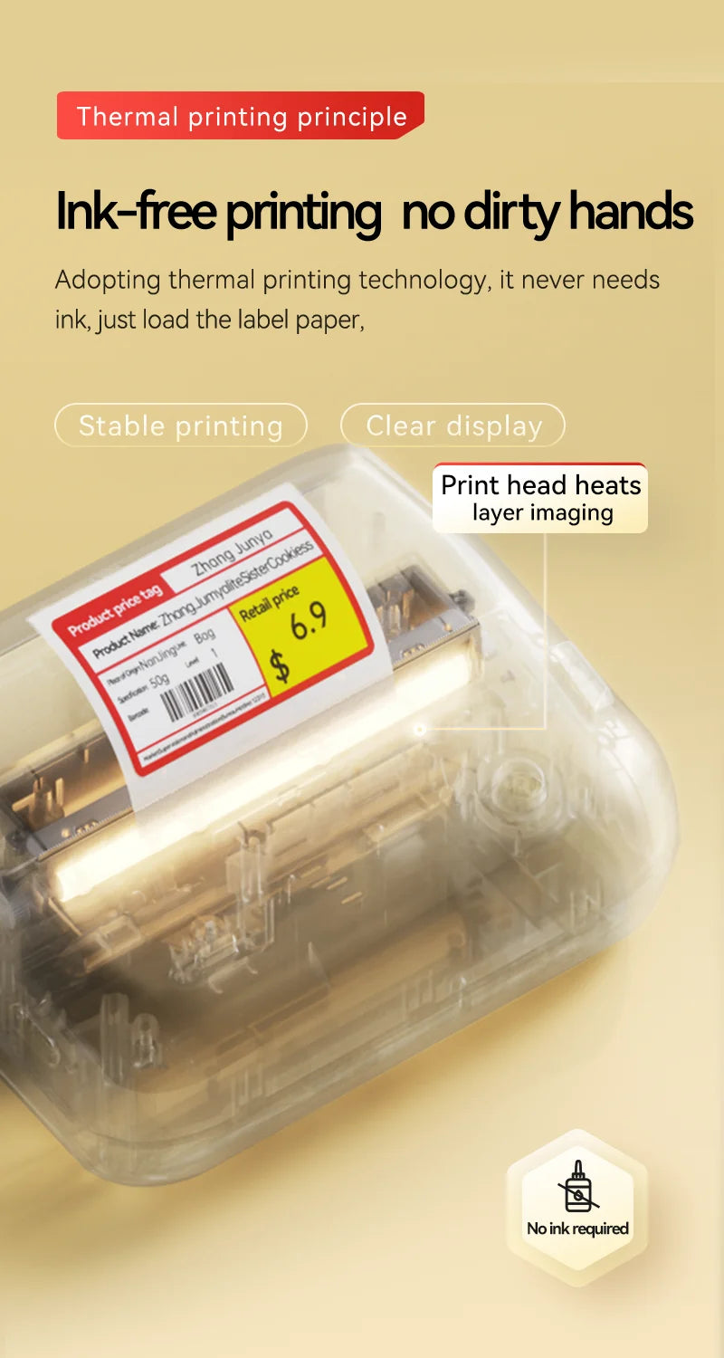 B4 Thermal Label Printer 110mm, Bluetooth Wireless Wide Label Maker, Inkless Barcode & Shipping Label Printer