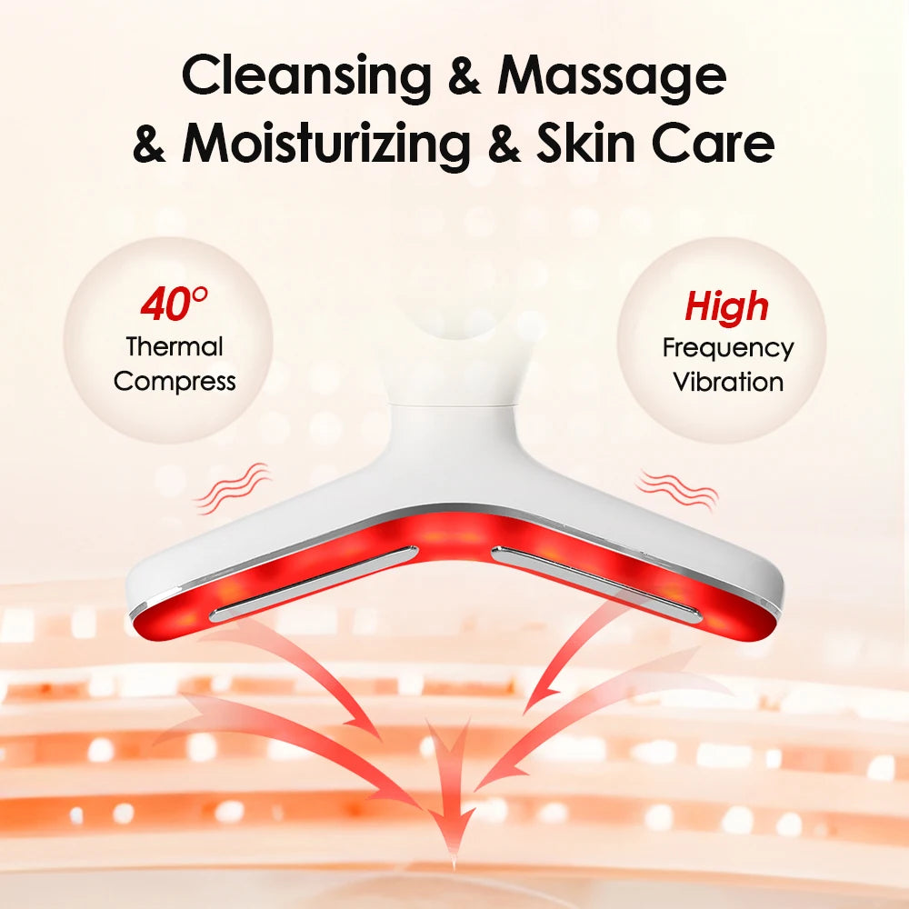 Neck Beauty Device Neck Massager with 7 Color Light Hot Compress Neck wrinkle Removal Massage Beauty Tool Skin Care USB Charging