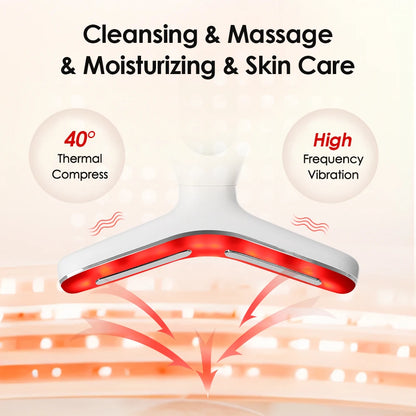 Neck Beauty Device Neck Massager with 7 Color Light Hot Compress Neck wrinkle Removal Massage Beauty Tool Skin Care USB Charging