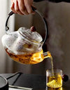 Kung Fu Tea Set Beam Glass Teapot Pottery Stove Tea Water Separation Tea Pot Cooking and Steaming Dual Purpose Tea Kettle