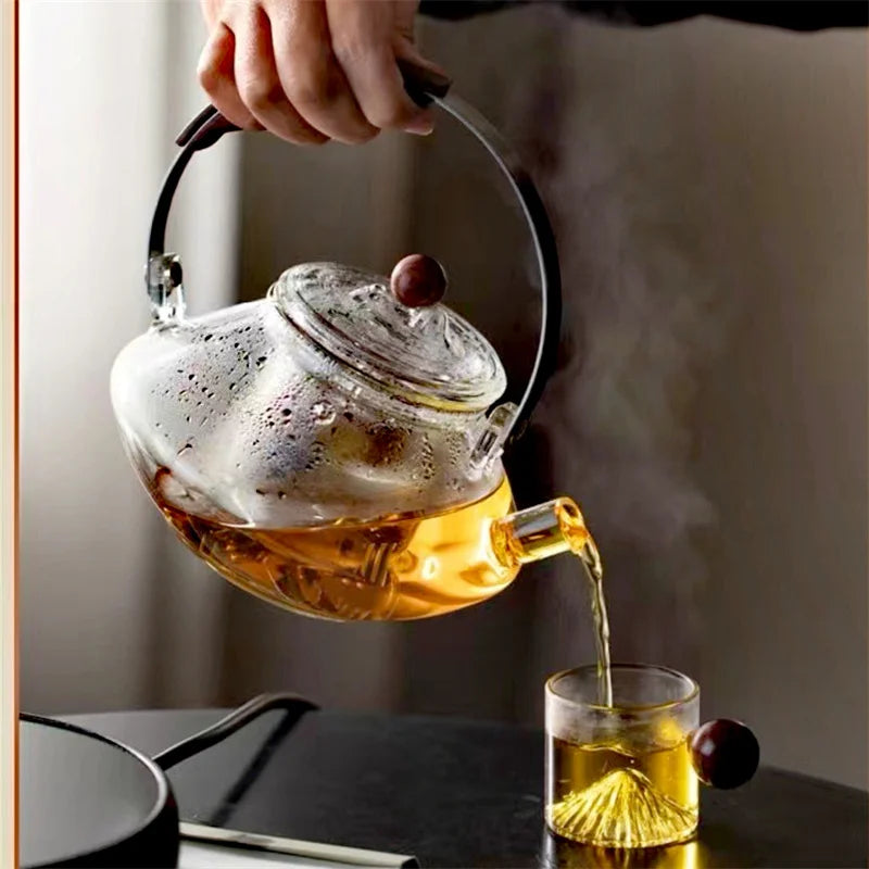 Kung Fu Glass Teapot with Water Separation and Dual Purpose Design