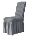 1PC Seersucker Chair Cover with Skirt Stretch Wedding Chairs Covers Dining Room Universal Size Seat Slipcovers for Banquet Party