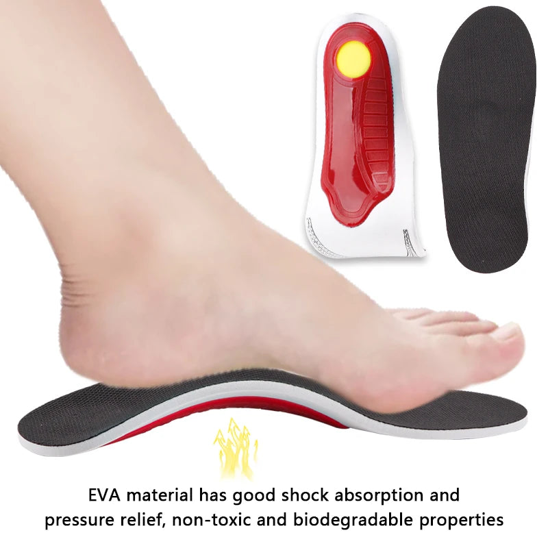 1Pair Flat Foot Orthopedic Insole Arch Support Plantar Fasciitis Shoes Insoles Men Women EVA Shock absorbing Non slip Shoe Pads