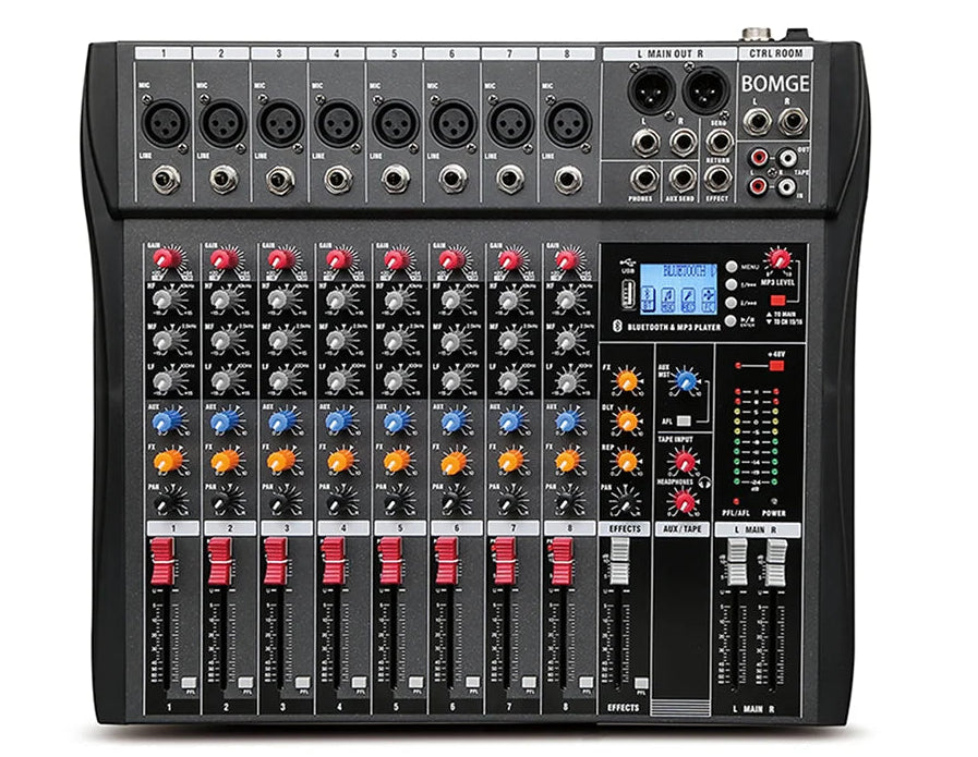 CT80S 8 Channel Professional Audio Mixer with 48V Phantom Power