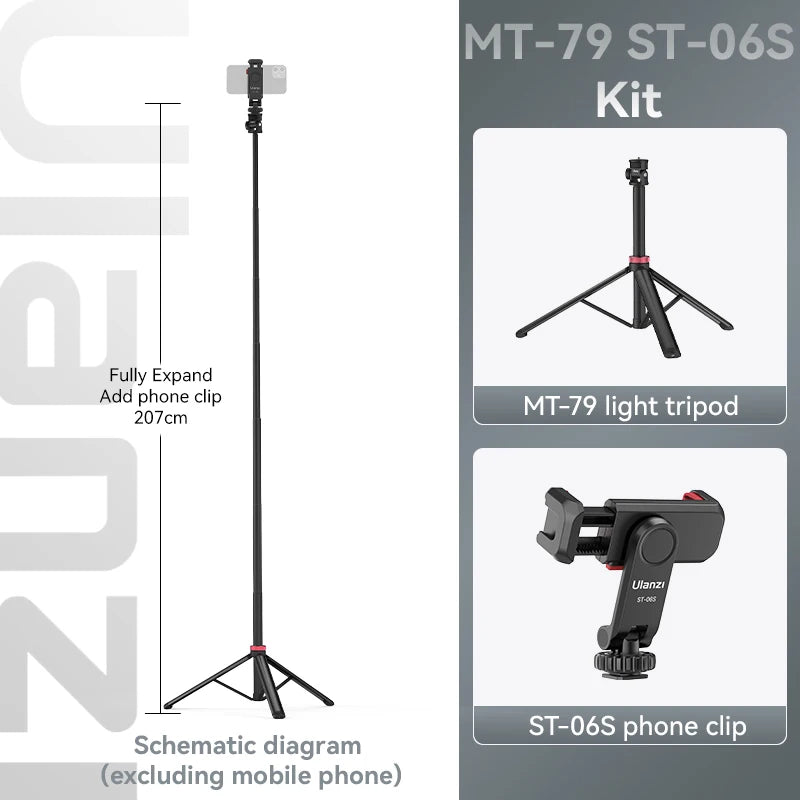 Portable Universal Tripod Aluminum Alloy Camera & Fill Light Holder Lightweight Extendable