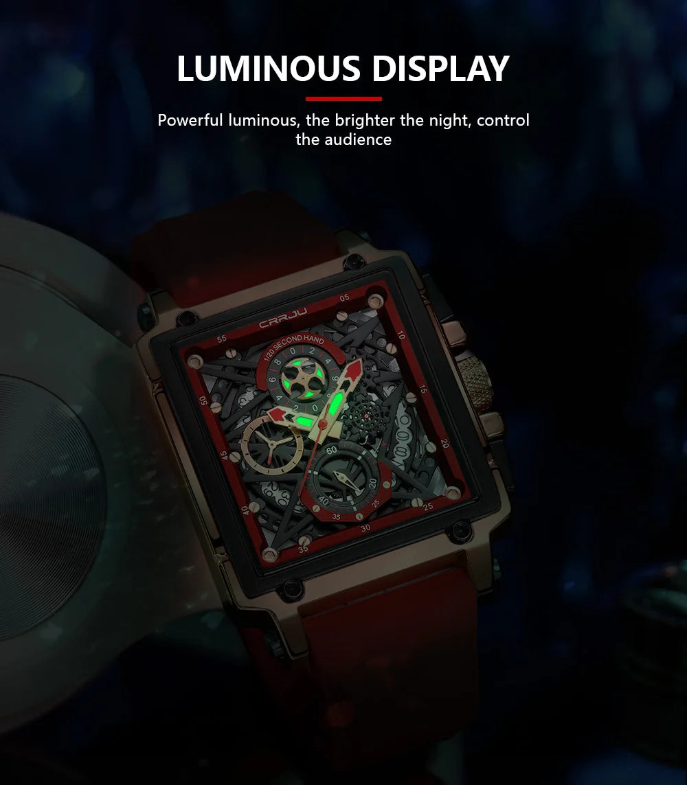 Men's Sports Chronograph Wrist Watch For Men Army Silicone strap Square Quartz Stop Watch Clock Man Relogios Masculino