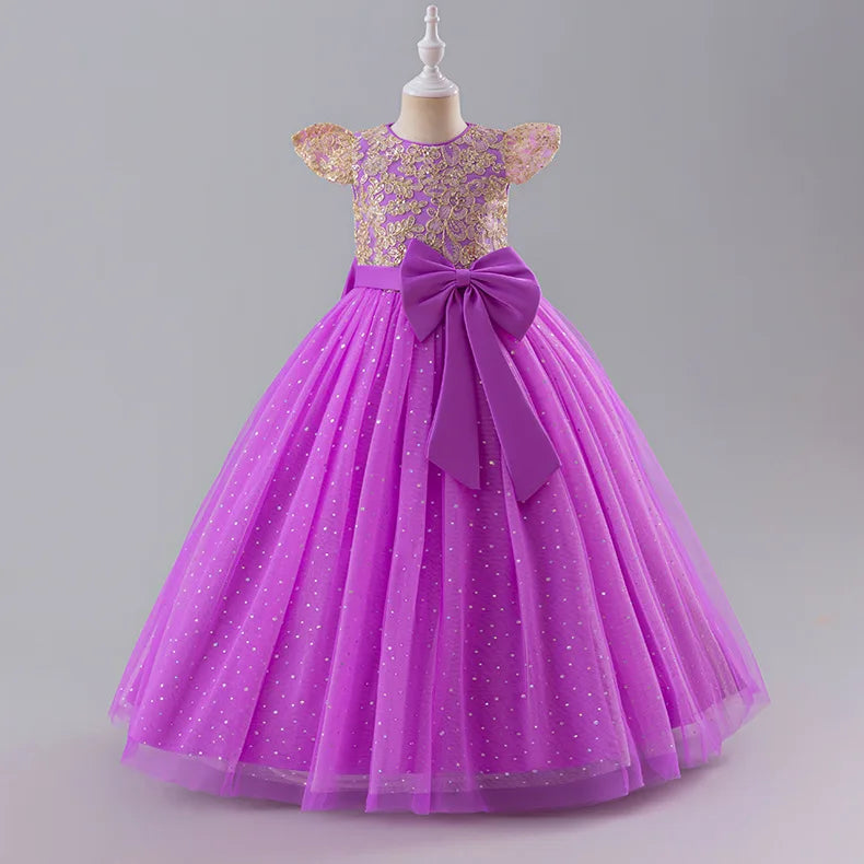 Girls Princess Dress - Fluffy Tulle Ball Gown with Bow Belt First Birthday Party Dress, Flower Girl Wedding Outfit