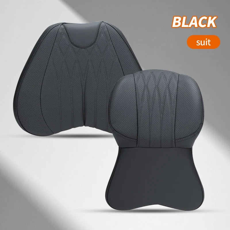 PU Car Lumbar Back Support Headrest Neck Pillow Memory Foam Lumbar Pillow Universal Soft Neck Pillows Cushion Car Supplies