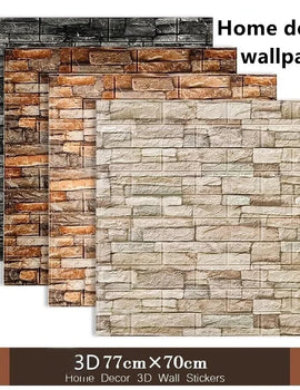 77x70cm Brick Foam Panels 3D Wall Stickers Self-adhesive DIY Embossed Stone Wallpaper Home Decor Living Room Kitchen Decor