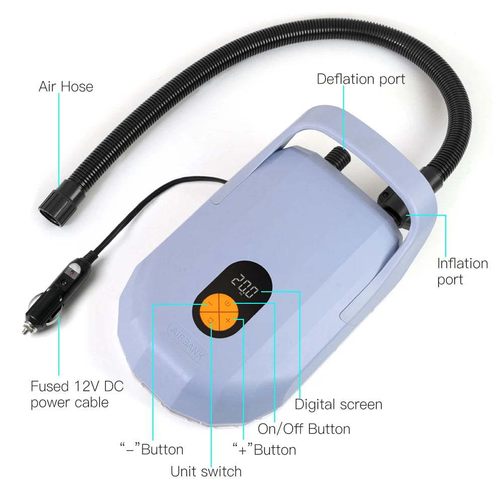 Electric Kayak Pump for Inflatable Boats 20PSI Stand Up Paddle Board Surfing Board with Nozzles Sup Pump