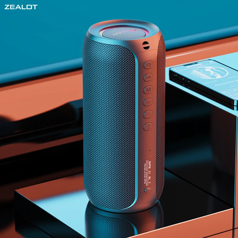 ZEALOT-S32MAX Portable Bluetooth Speaker, IPX5 Waterproof, Powerful Sound Box, Outdoor Stereo Bass, Music Track Speaker, 20W