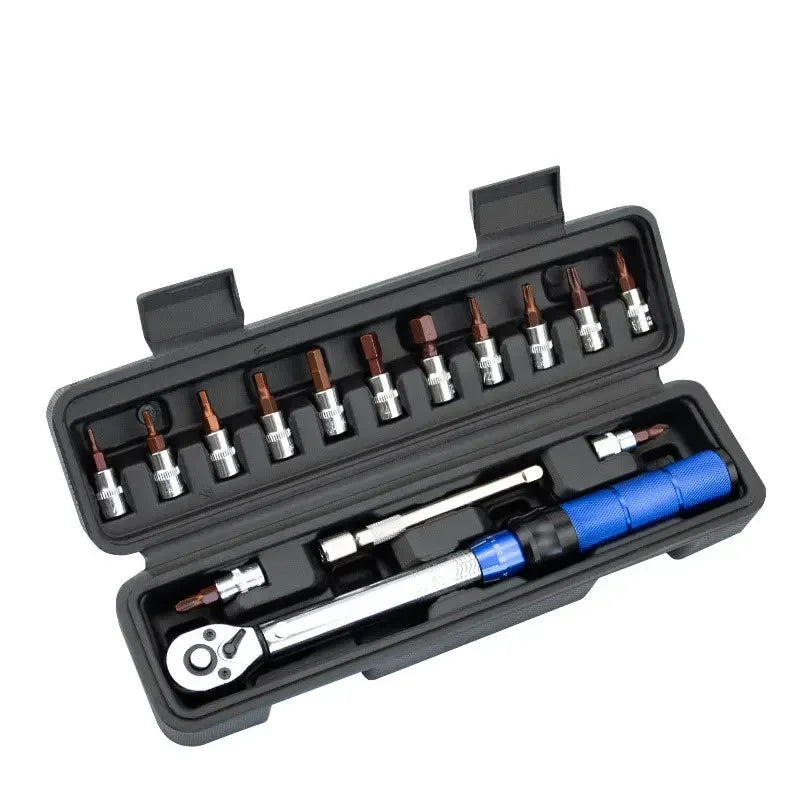 15-Piece Bicycle Torque Wrench Set 1/4" Drive 2-24Nm Bike Repair Tool Kit with Hex Bits, Torx & Extension for Bicycle & Motorcycle Maintenance