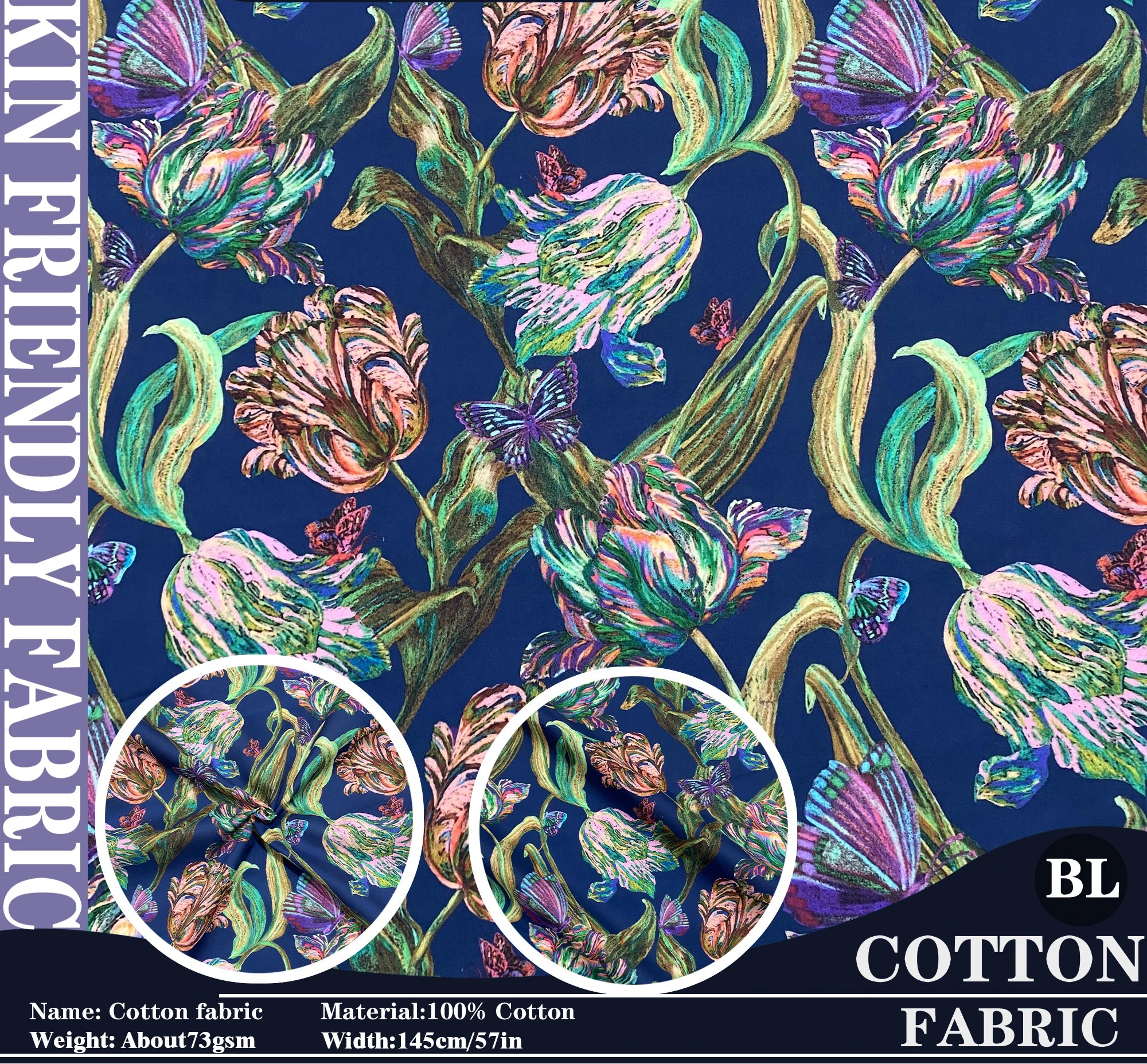 1/2/3/5M 80s 100% Cotton Like Liberty Midnight Sketch tana lawn cotton Fabric DIY handmade Sewing Dress Clothing Designer cloth