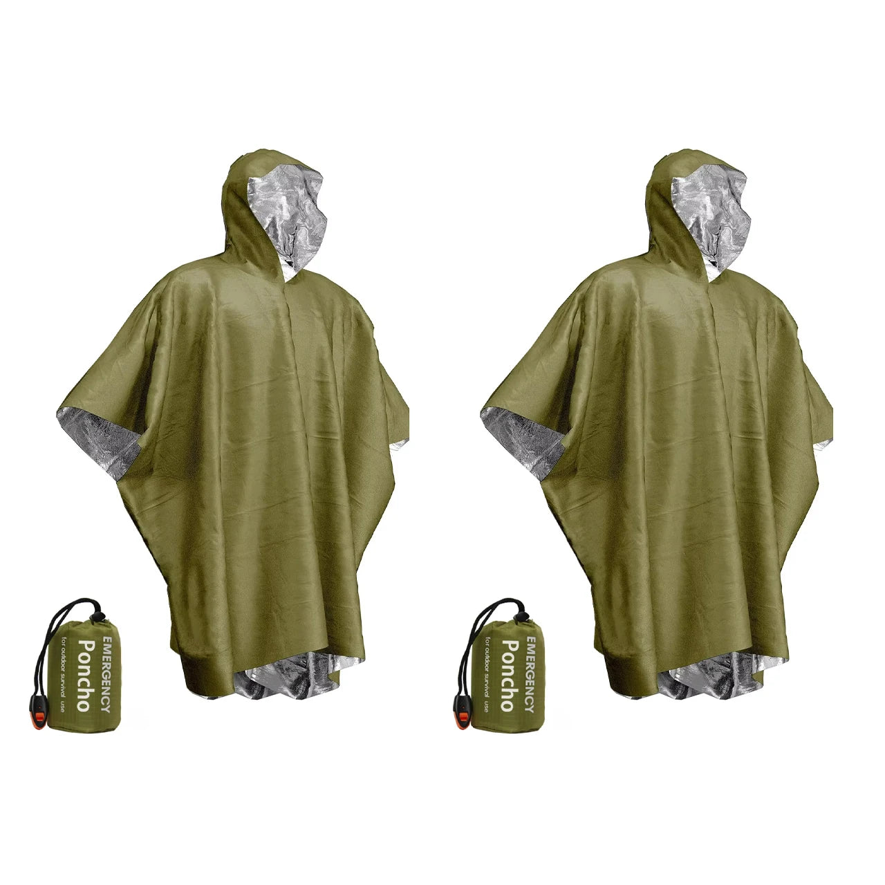 Emergency Thermal Waterproof Rain Poncho and Survival Blanket