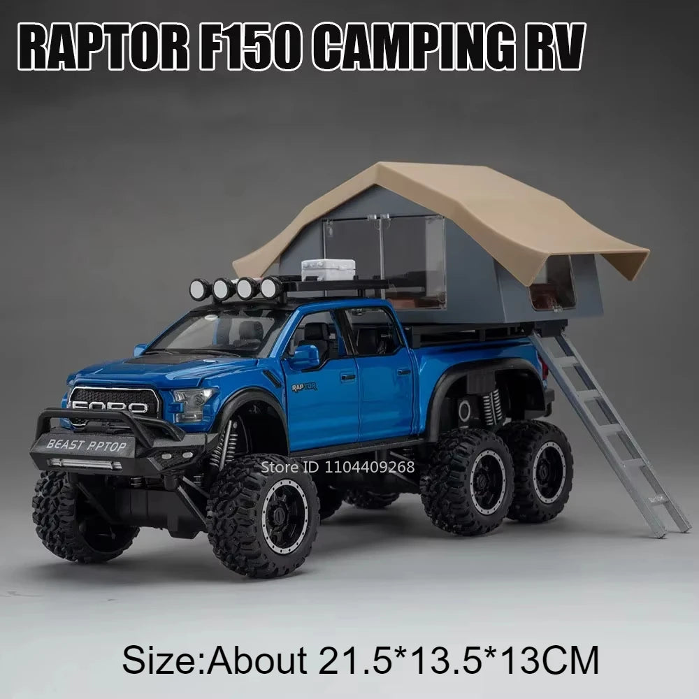 1:24 NOMADISM Raptor F150 RV Alloy Model Car Toy Metal Diecast Miniature Off Road Vehicle Models Sound Light Toys For Gifts