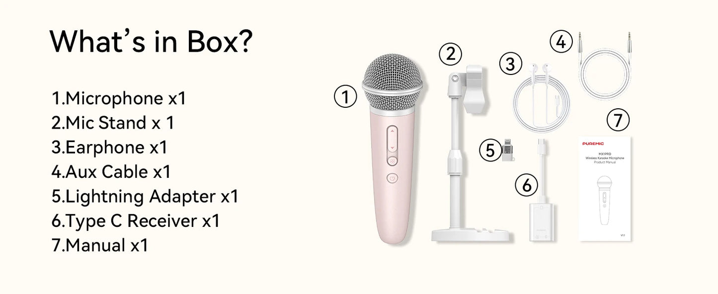 Sing & Record Wireless Karaoke Microphone with Earphone Monitoring, DSP Voice Enhancement Mic for Spotify, YouTube & Smule