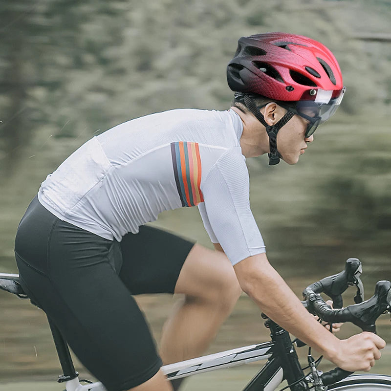 Ultra Lightweight Cycling Helmet With Magnetic Goggles And LED Rear Light