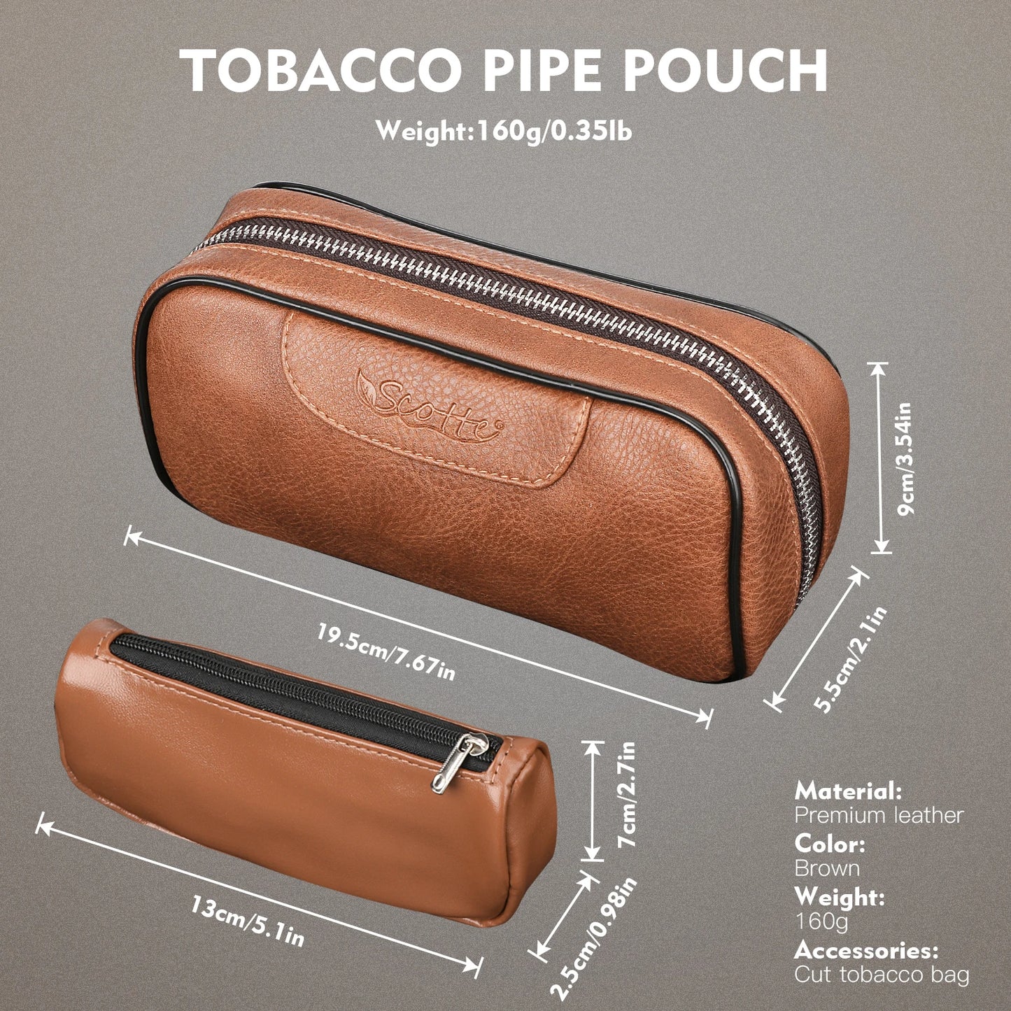 PU Leather Tobacco Pipe Bag for 2 pipes Portable Herb Tobacco Pipe Case Tools Accessories