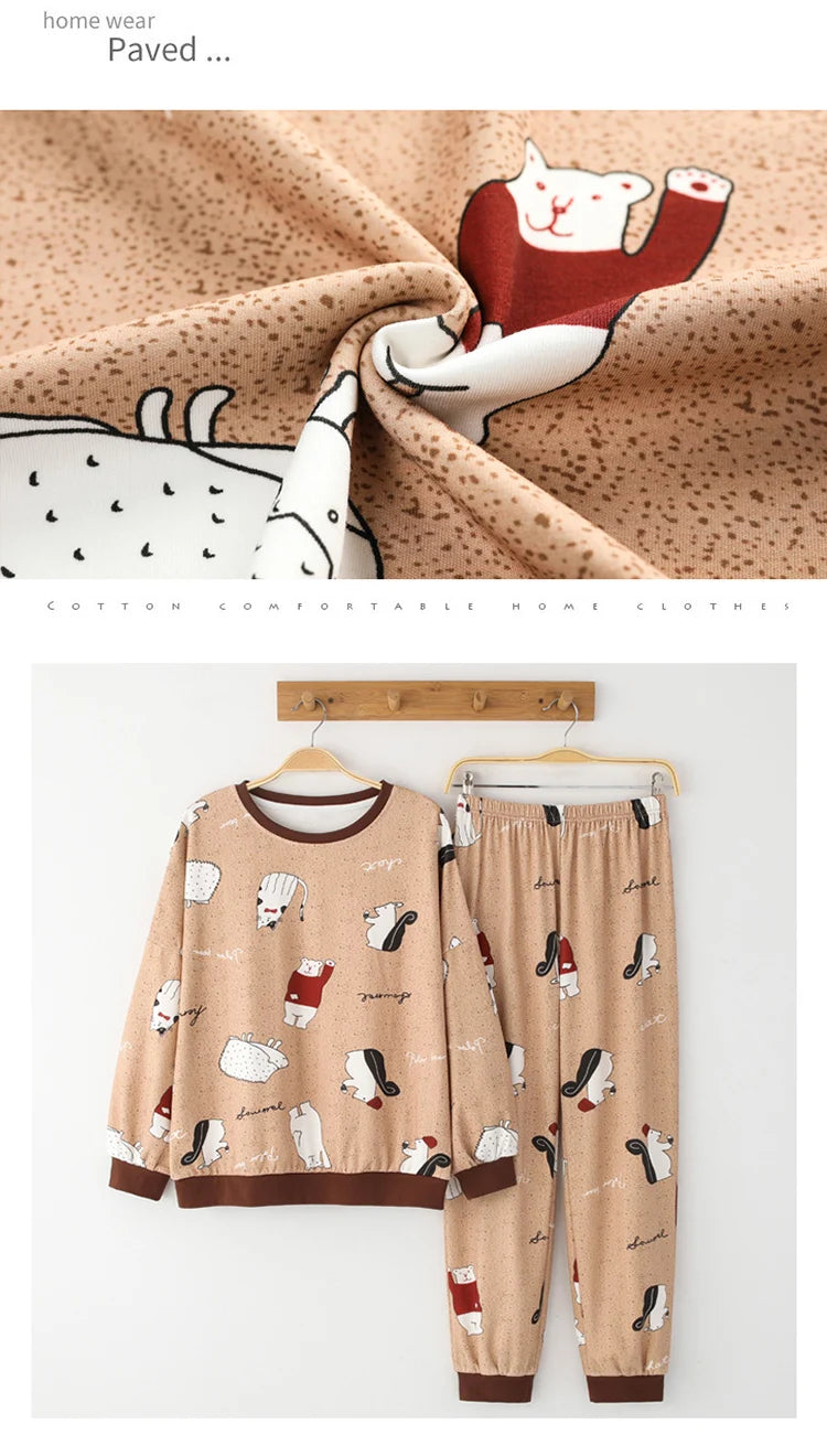 Women’s Winter Corduroy Cotton Pajama Set – Cute, Comfortable, Loose Long Sleeve Loungewear