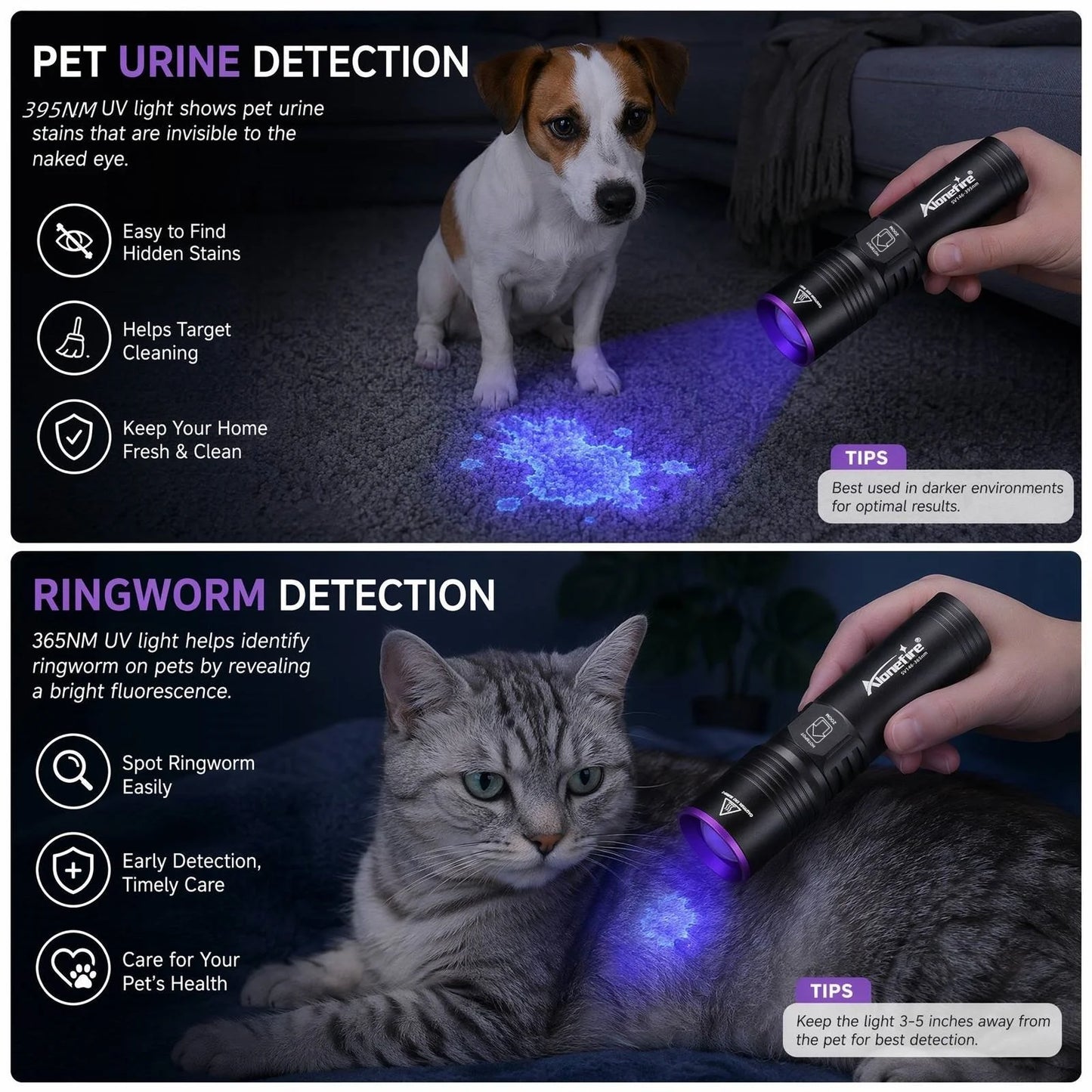5W 395nm UV Rechargeable Mini Blacklight Flashlight