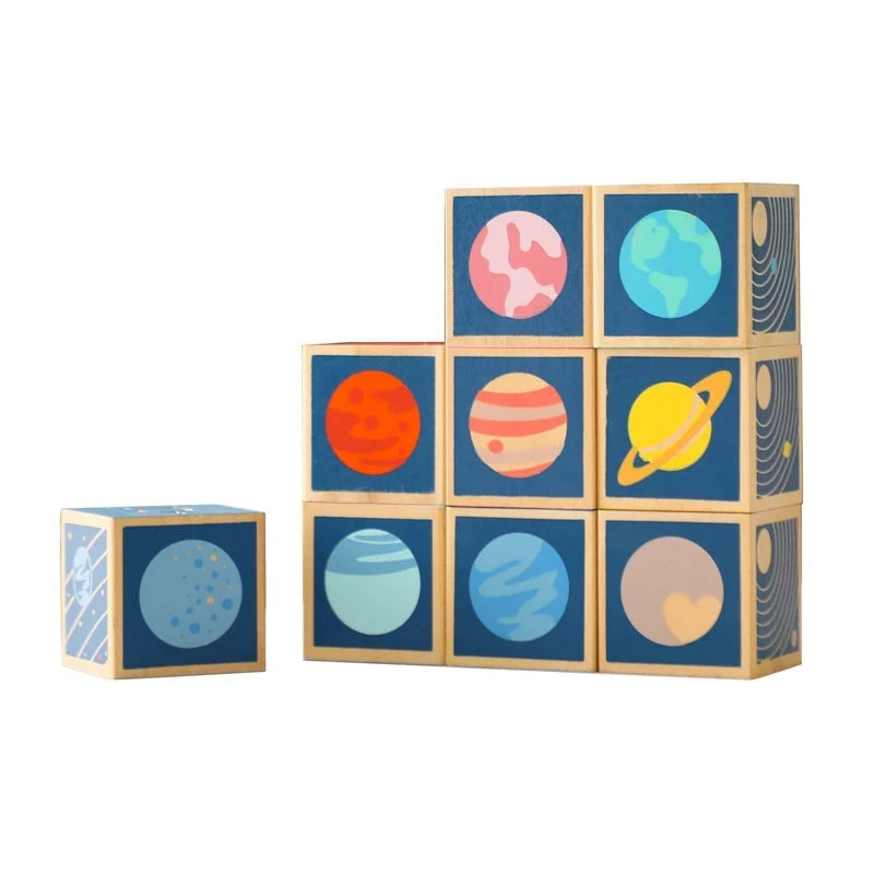 Wooden Baby Toys  Wooden Solar System Puzzle  Babies Learn Cognitive Toys  Stacking Toys  Wooden Jigsaw Puzzles For Babies Gifts