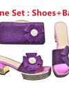 Nigerian Italian Shoes and Bags Set Decorated with Rhinestone Luxury Shoe and Bag Set for Party in Women