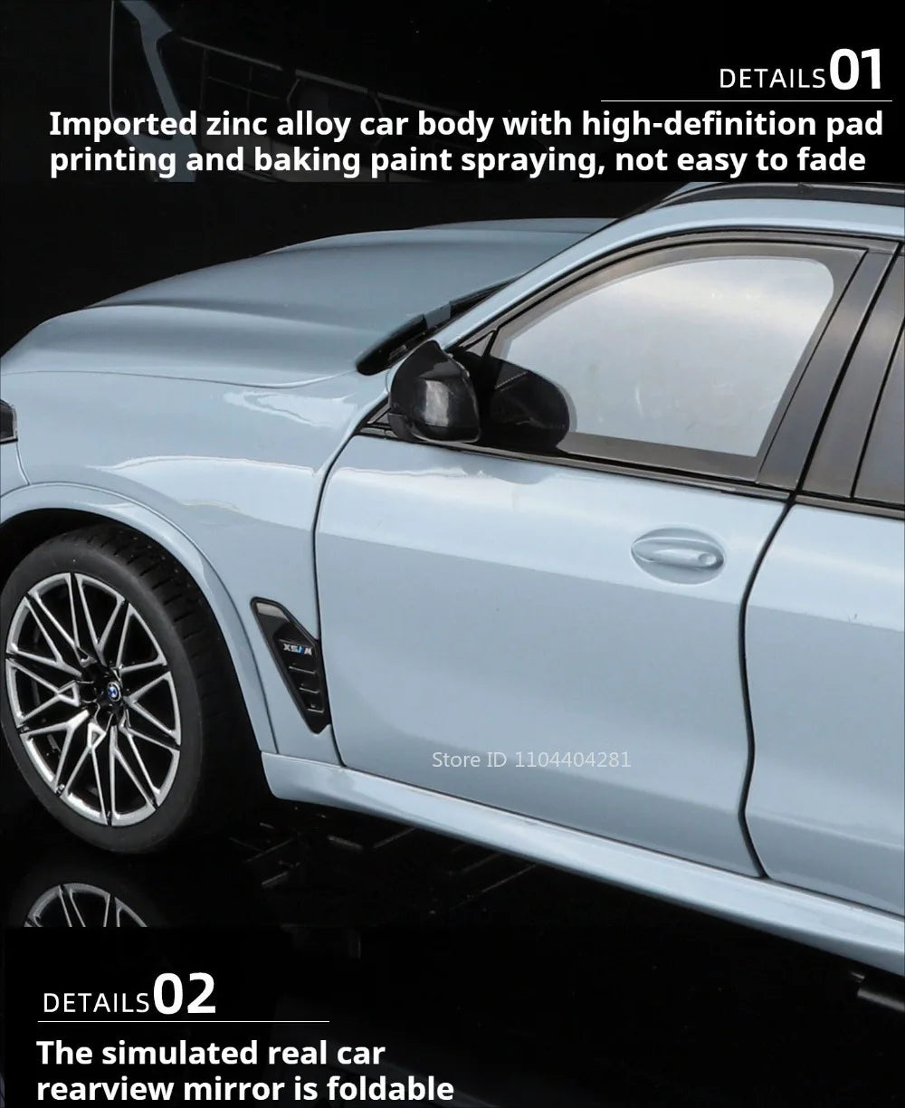 1:18 X5M Honda Accord Car Toys Alloy Diecast Models Shock Absorption Doors Opened Front Wheel Steering Vehices Desktop Ornament