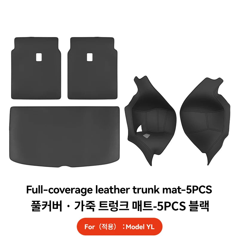 Full Coverage Nappa Leather Trunk Mat for Tesla Model YL Juniper 2026 6 Seat All Weather Cargo Liner