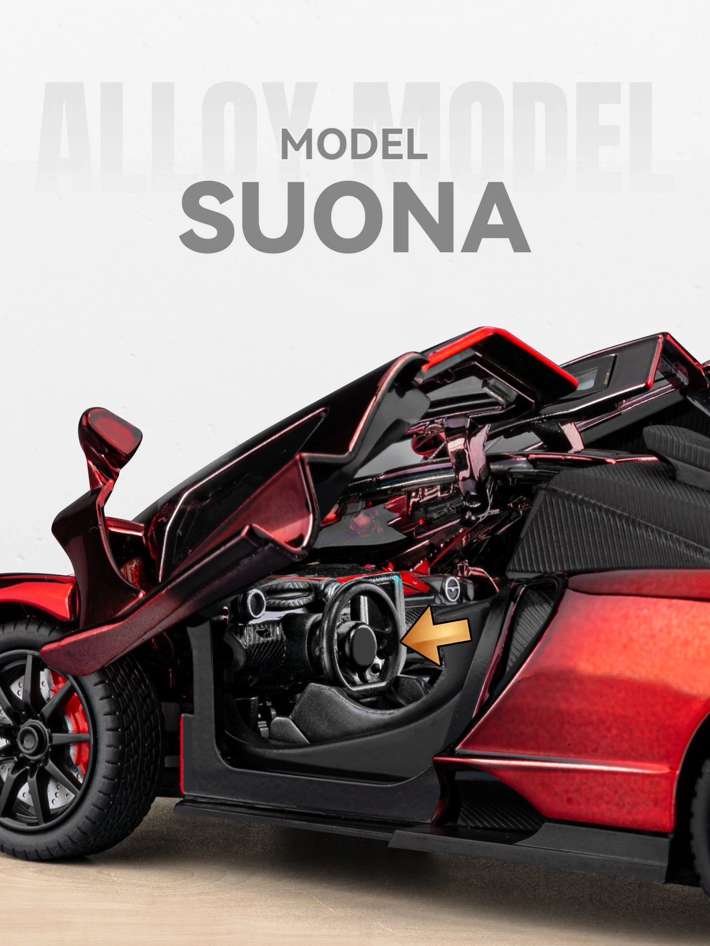 1 24 Scale Senna Supercar Diecast Pull Back Model Car with Sound and Light