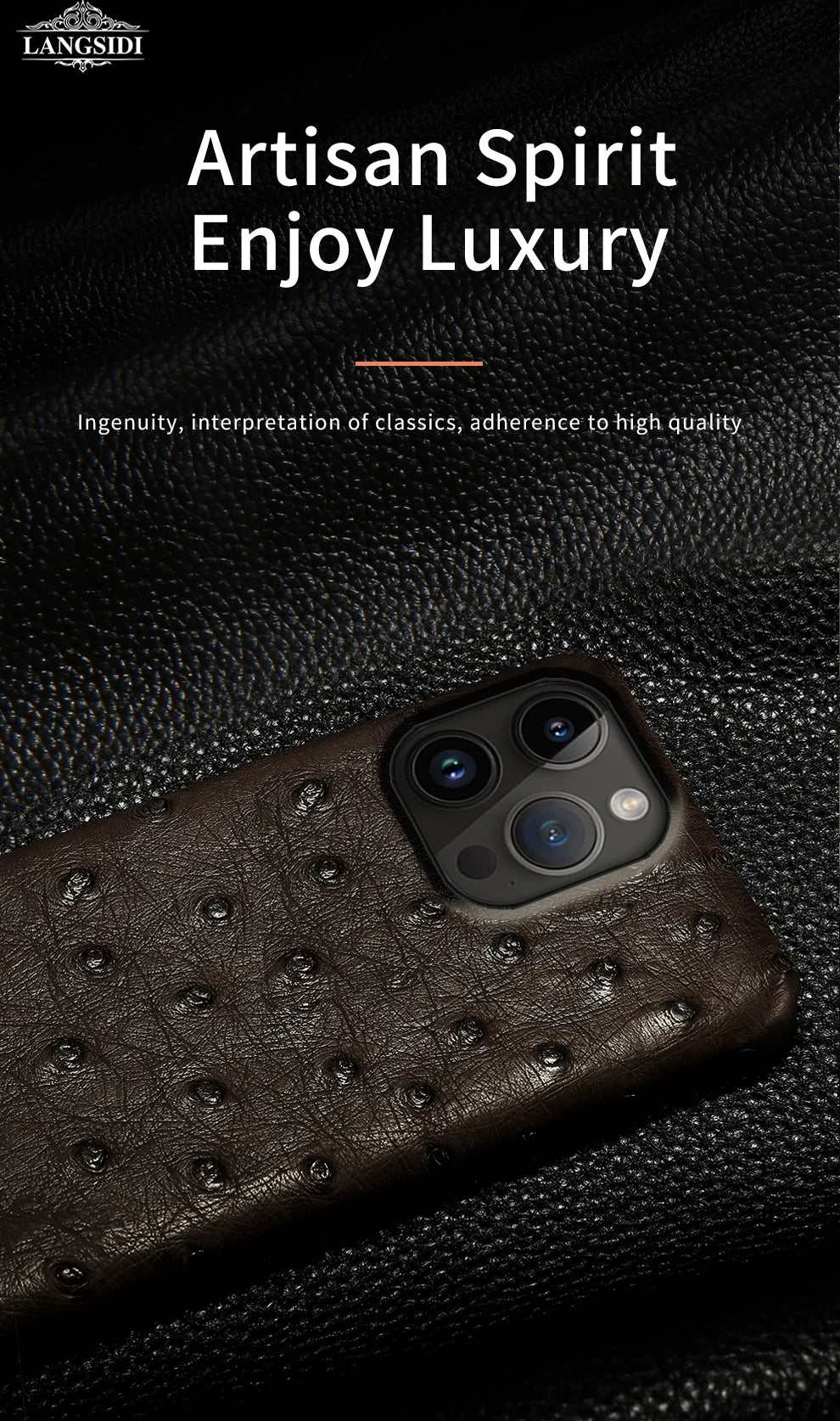 100% Natural Ostrich Leather Phone Case for iPhone 16 15 14 Pro Max 14Pro 16 Plus 15Pro 16Pro luxury Back Cover