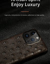 100% Natural Ostrich Leather Phone Case for iPhone 16 15 14 Pro Max 14Pro 16 Plus 15Pro 16Pro luxury Back Cover