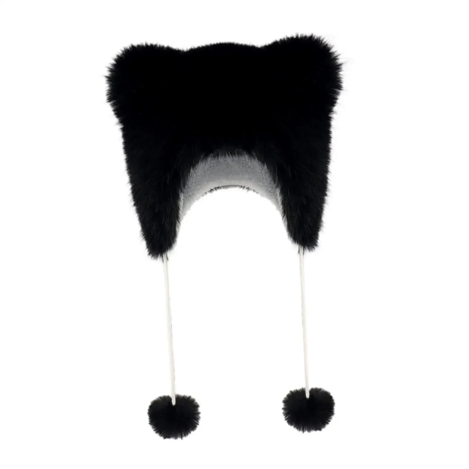 Women Bear Ears Trapper Hat Soft Winter Warm Hat for Holidays Biking Skating