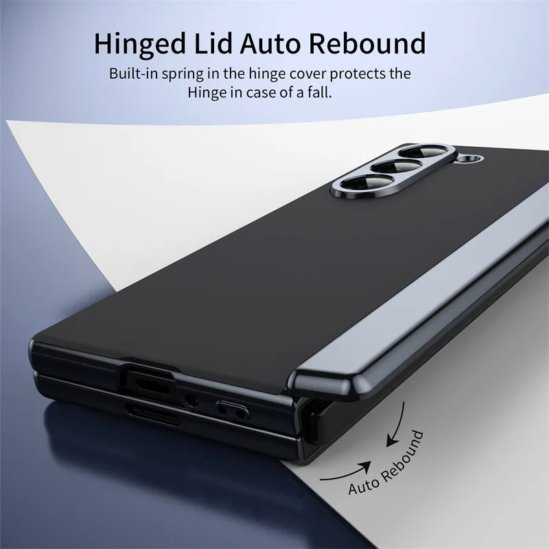 Plating Hard Shell Hinge Protection Phone Case for Samsung Galaxy Z Fold 6 5 4 3 5G Full Package Steel Film Protective Cove