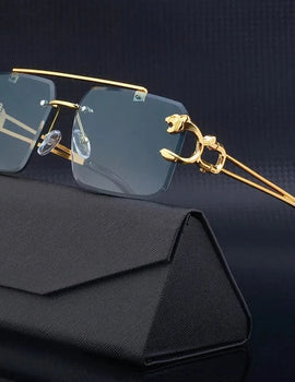 Retro Rimless Sunglasses For Men Steampunk Punk Fashion Glasses