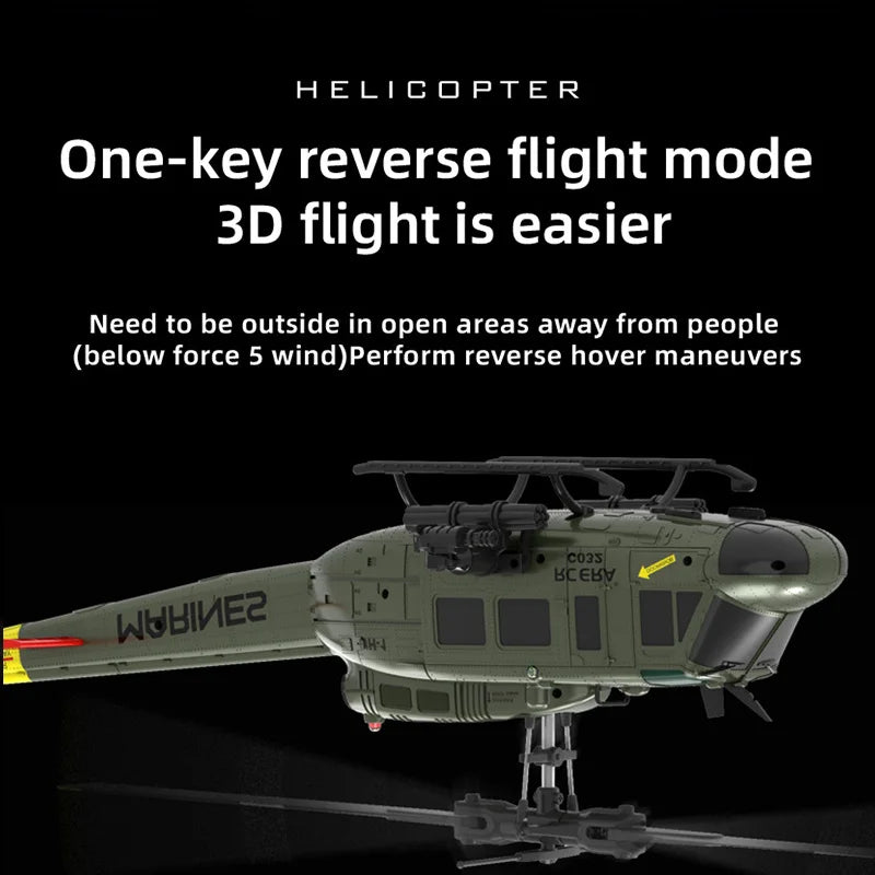 Uh-1 Huey Simulation 3d Six Way Aileron Free Reverse Flying Stunt Helicopter Electric Remote-Controlled Aircraft Model Toy