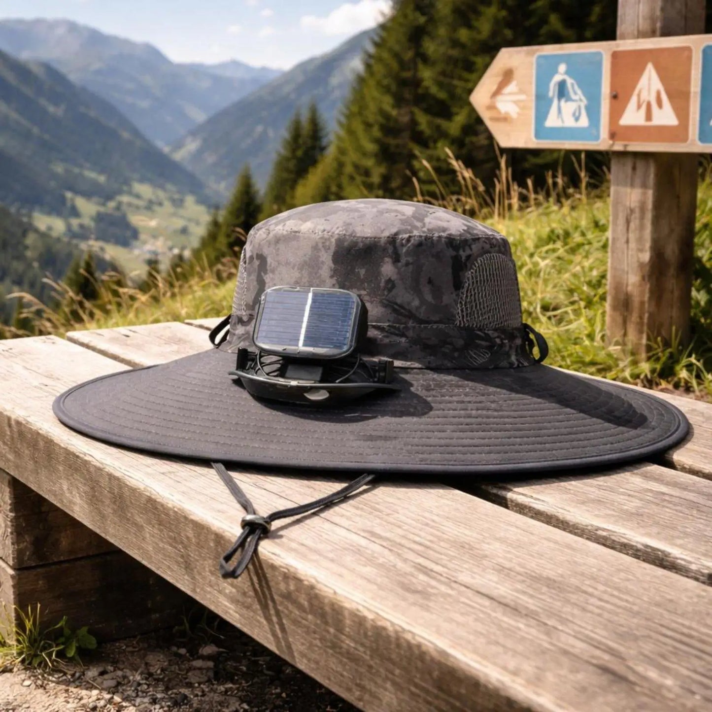 Wide Brim Solar Fan Sun Hat With Dual Fans