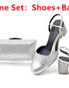 Silver Shoe and Bag Set for Party in Women Shoes and Bags Set for Women Italian African Women Wedding Shoes with Rhinestone