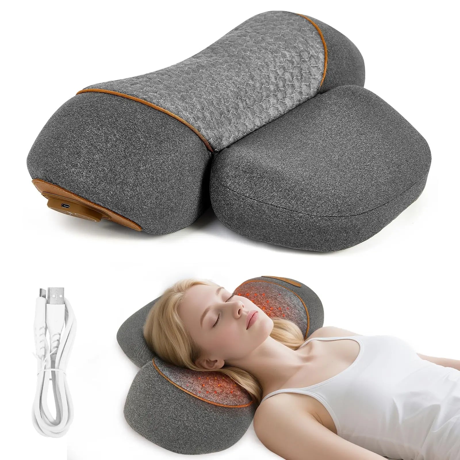 3-in-1 Neck Massager Pillow for Shoulder Deep Tissue , with Heating and Traction Function, Hump Corrector for Women